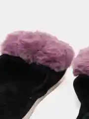 Серый тапочки домашние женские меховые пушистые открытые