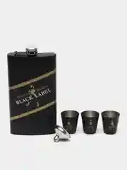 Черный подарочный набор для мужчин фляжка с рюмками "BLACK LABEL"