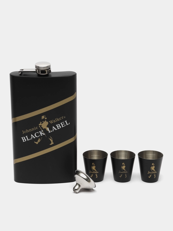 Подарочный набор для мужчин фляжка с рюмками "BLACK LABEL"