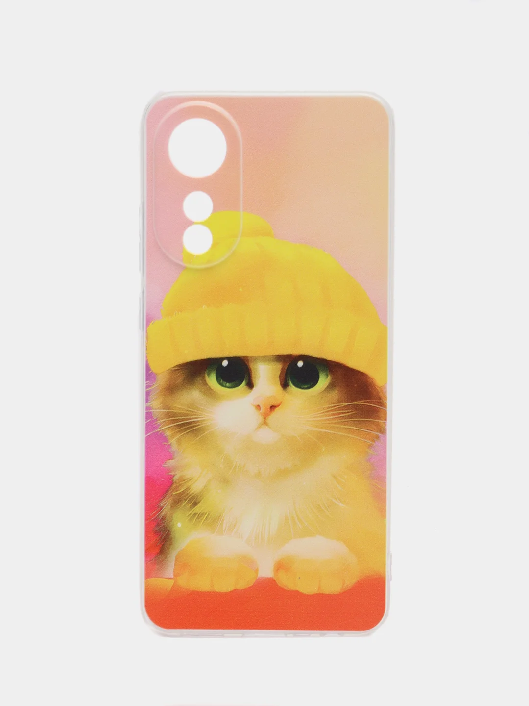 Желтый силиконовый чехол на Oppo A78 4G (Оппо А78 4G), прозрачный, с рисунком, защита камеры