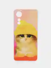 Желтый силиконовый чехол на Oppo A78 4G (Оппо А78 4G), прозрачный, с рисунком, защита камеры