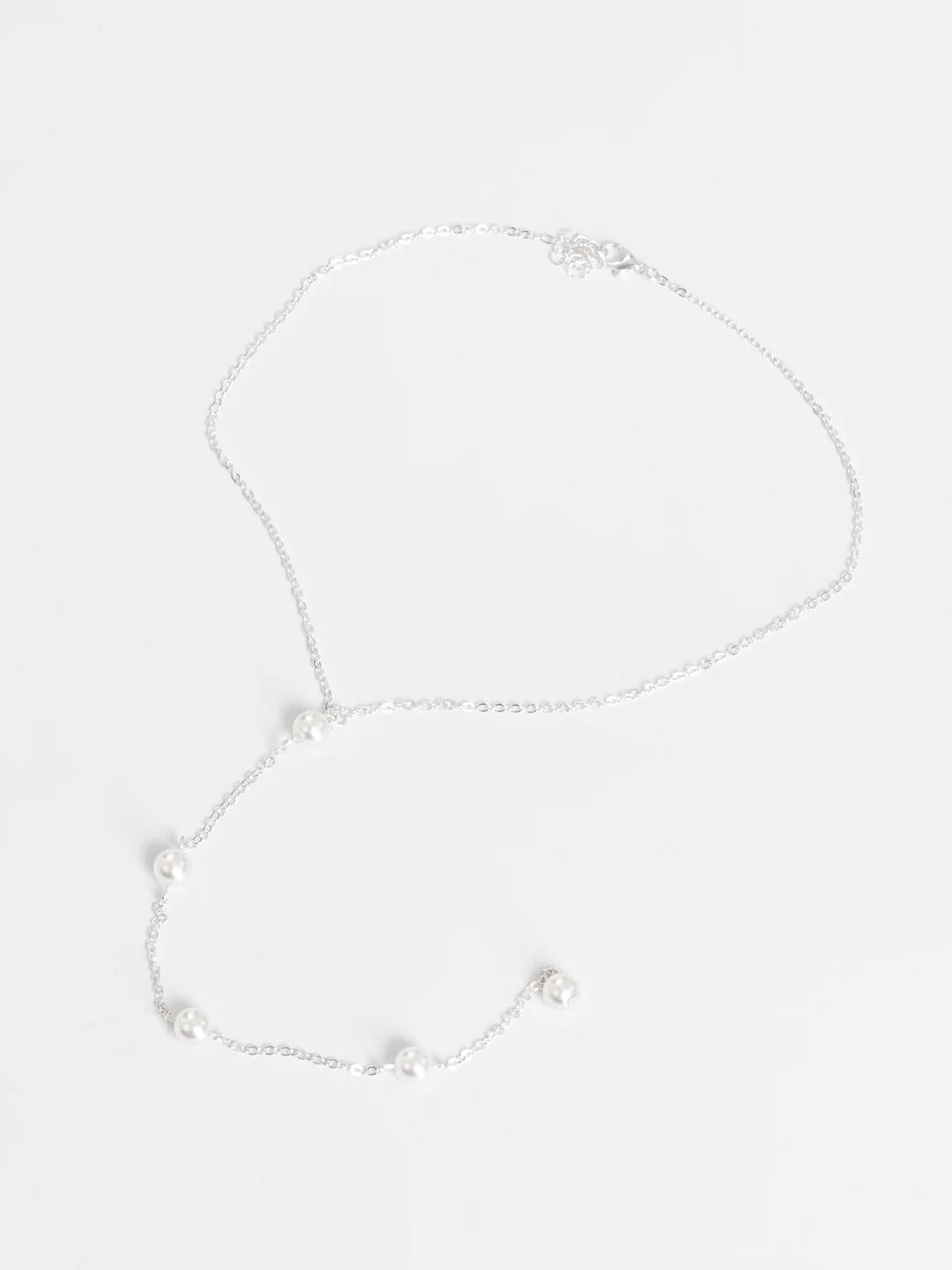 Серебряный цепочка для груди, декольте, шеи, украшение для тела, бодичейн, ожерелье с жемчугом
