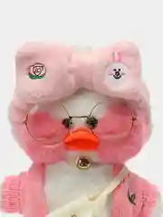 Белый мягкая утиная игрушка Mimis Lalafanfan, с розовыми щёчками