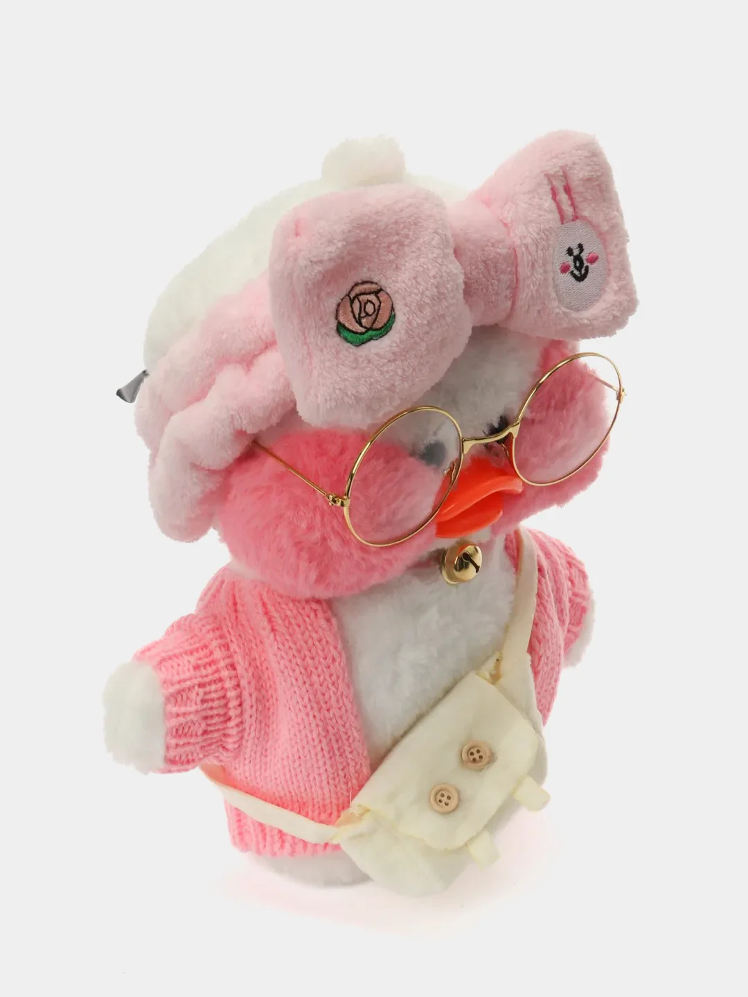 Белый мягкая утиная игрушка Mimis Lalafanfan, с розовыми щёчками