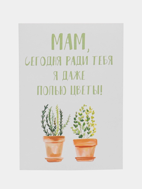 Открытка "Мам сегодня ради тебя я даже полью цветы"