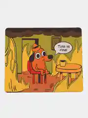 Игровой коврик для мыши This is fine, мем, прикол, собака в огне