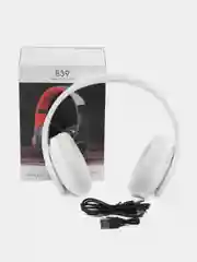 Белый наушники беспроводные Bluetooth, с микрофоном, большие