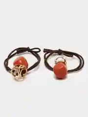 Коралловый резинка для волос, с декором, 2 штуки
