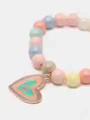 Кораллово-розовый браслет детский "Макарон" с шармом на выбор, 7 дизайнов
