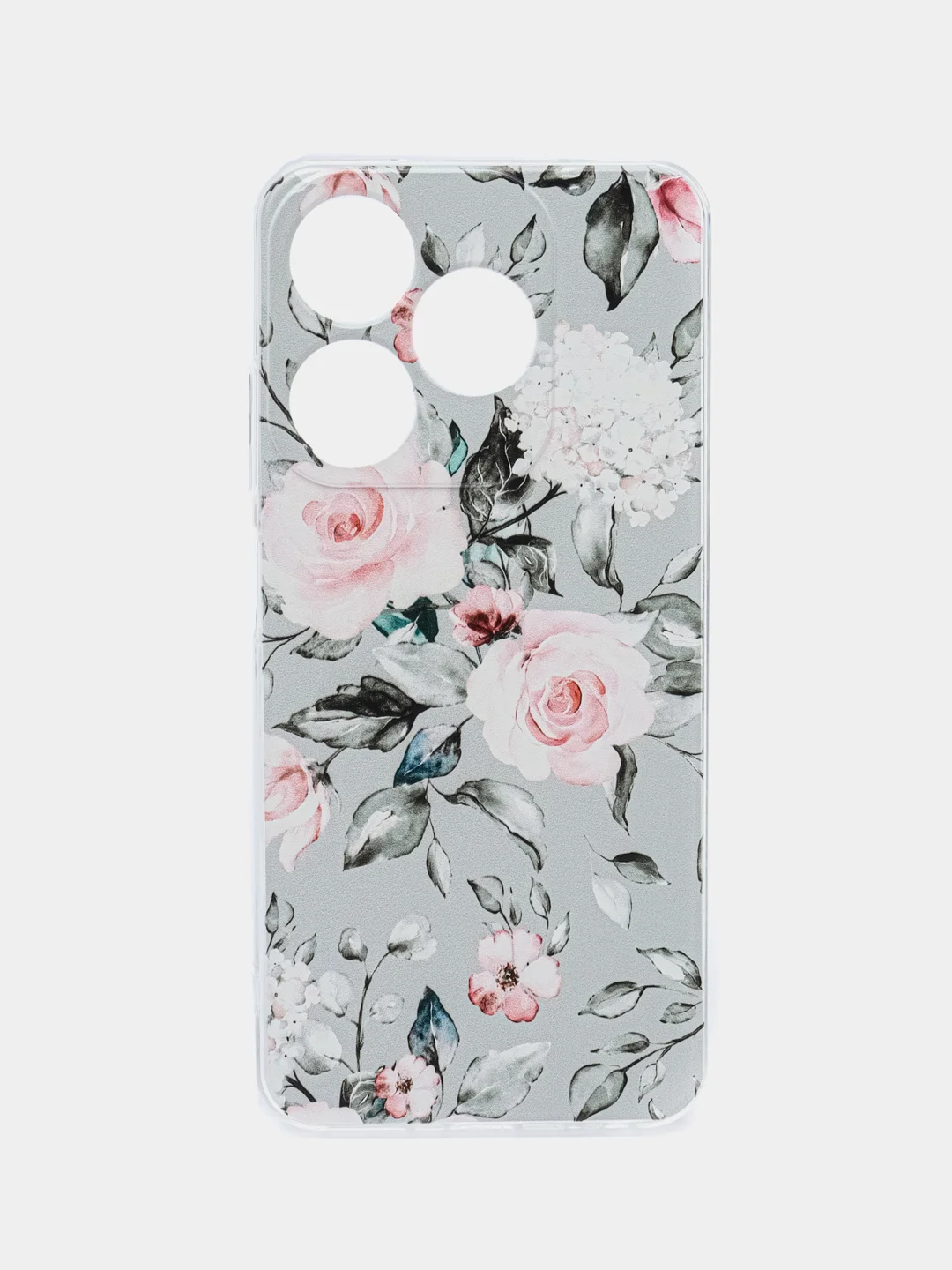 Кораллово-розовый чехол на Tecno Spark 10/10C (Текно Спарк 10/10С), прозрачный, с рисунком, защита камеры