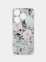 Кораллово-розовый чехол на Tecno Spark 10/10C (Текно Спарк 10/10С), прозрачный, с рисунком, защита камеры