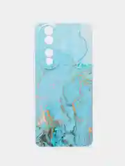 Светло-синий силиконовый чехол на Honor 90 (Хонор 90), прозрачный, с рисунком