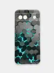 Бирюзовый силиконовый чехол на Google Pixel 8A (Гугл Пиксель 8А), с рисунком, защита камеры