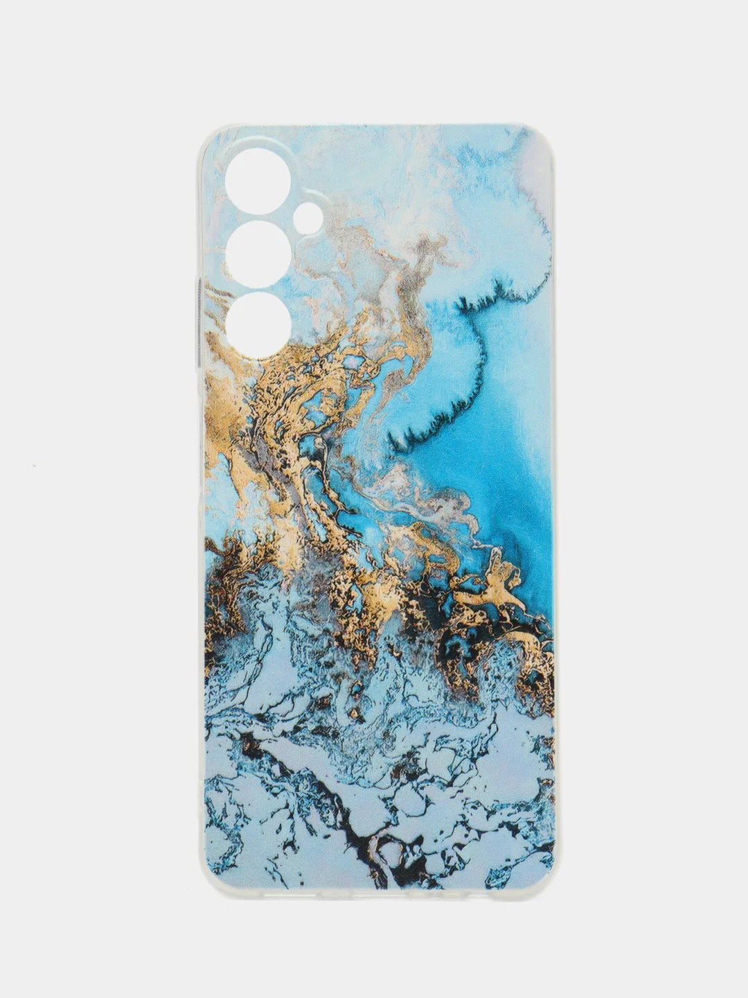 Голубой силиконовый чехол на Samsung Galaxy A05s (Самсунг А05s), с рисунком, защита камеры