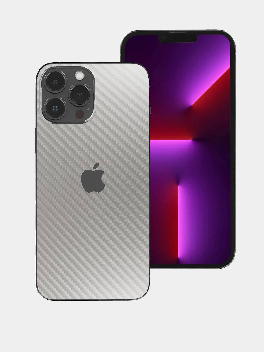 Серебряный защитная пленка на iPhone 11/12/12Pro/13Pro/13 Pro Max/14Pro,15 под карбон на заднюю часть
