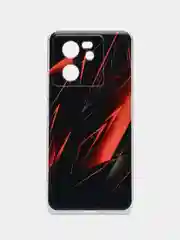 Красный силиконовый чехол на Xiaomi 13T (Сяоми 13Т), с рисунком, защита камеры