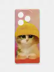 Желтый силиконовый чехол на Itel S23 Plus / Ител S23 Плюс прозрачный, с рисунком, защита камеры
