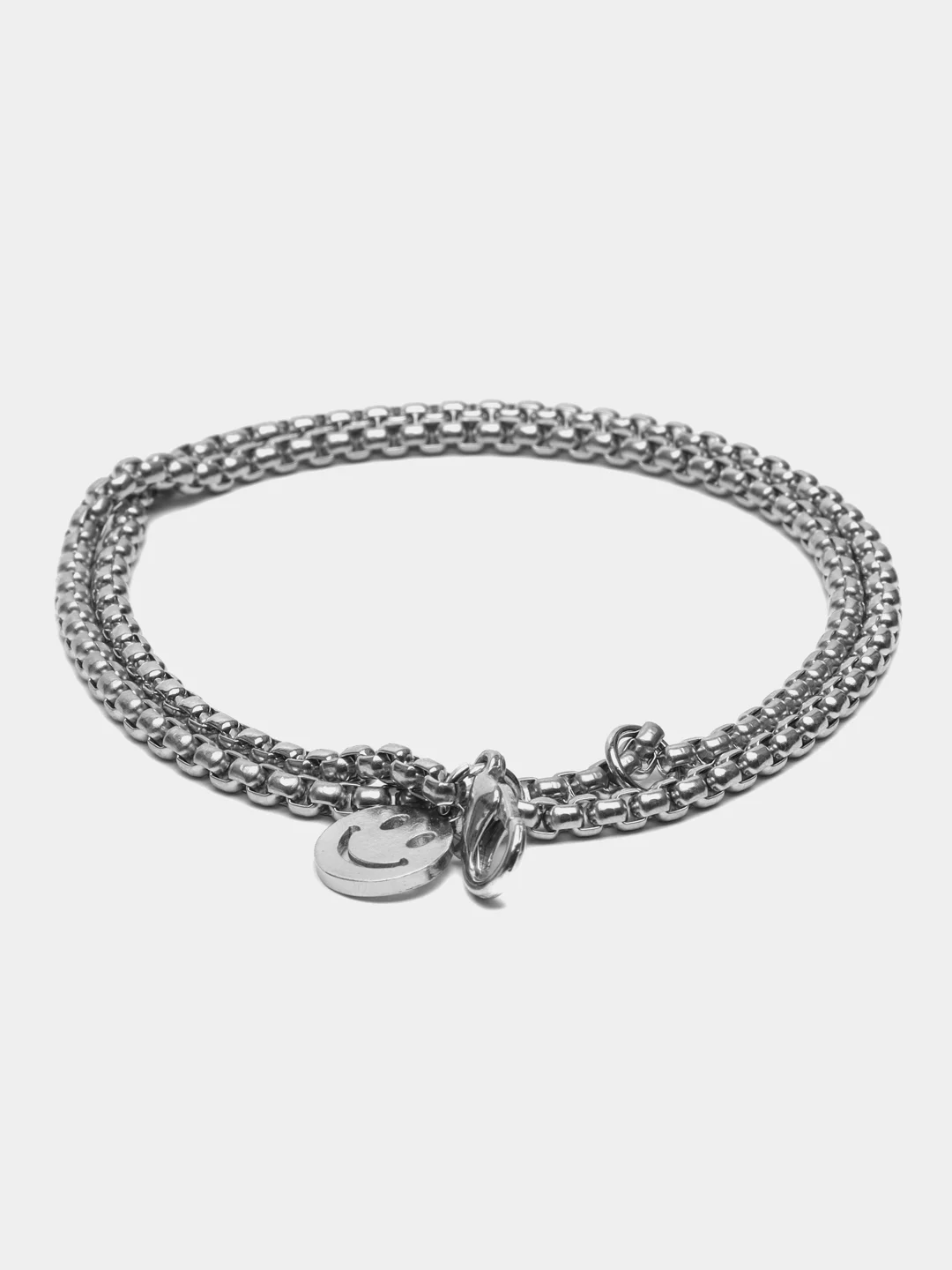 Серебряный мужской браслет, со смайликом
