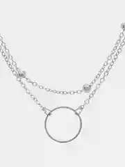 Серебряный цепочка на шею, двойная, с колечком, цепочка на шею, женская