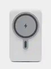 Белый powerbank со встроенными кабелями, Lightning, Type-C,10000 mAh,беспроводная зарядка