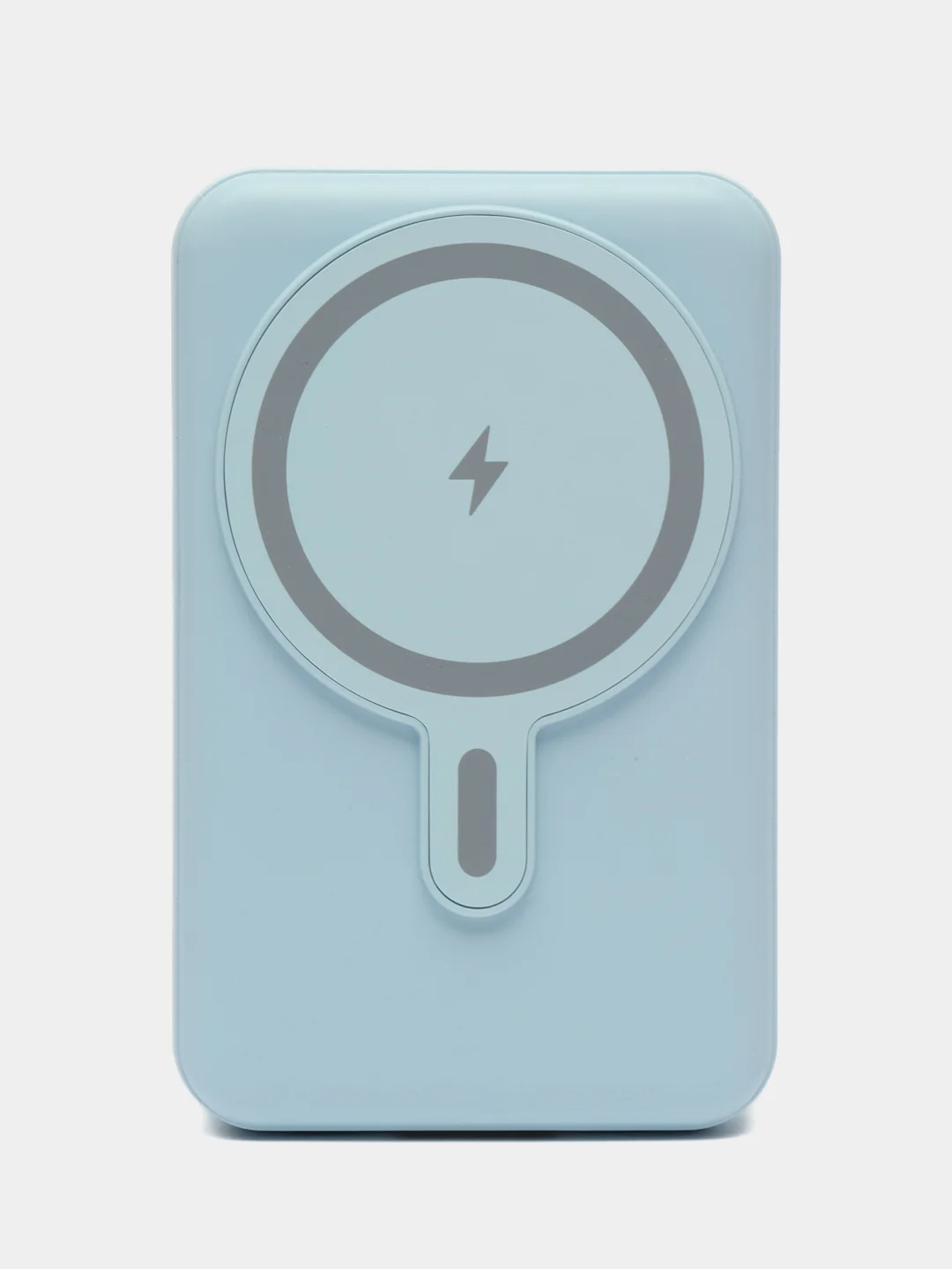Голубой powerbank со встроенными кабелями, Lightning, Type-C,10000 mAh,беспроводная зарядка