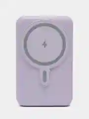 Лавандовый powerbank со встроенными кабелями, Lightning, Type-C,10000 mAh,беспроводная зарядка