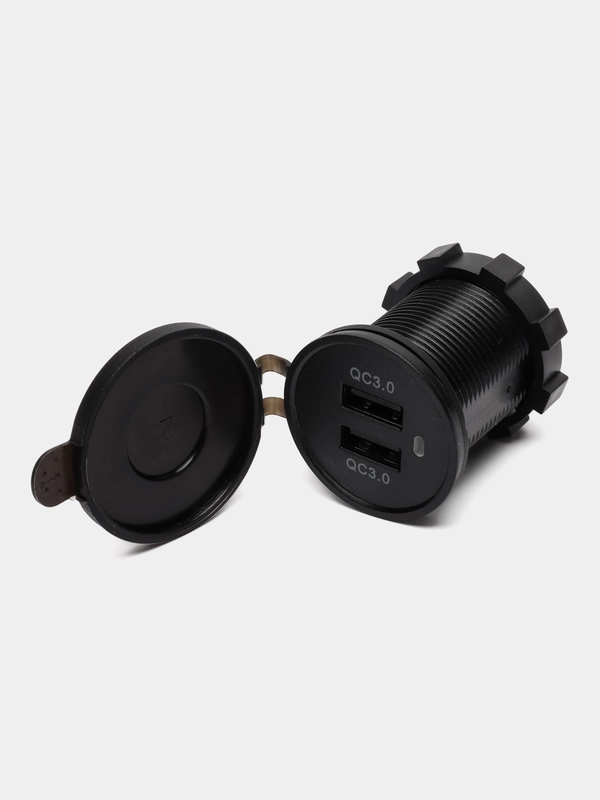 Розетка USB врезная с быстрой зарядкой QC 3.0 автомобильная на 2 места круглая 12V-24V