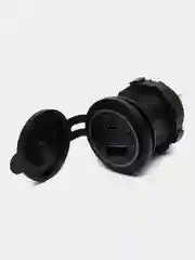 Розетка врезная автомобильная c разъемами быстрой зарядки USB QC 3.0 и PD круглая 12V-24V