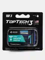 4 сменные кассеты TopTech Razor3 для бритв GILLEТТE Mach3, Mach3 Turbo, TopTech Razor3