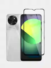 Прозрачный стекло для Itel S23, TCL 30 защитное BROSCORP с олеофобным покрытием и черной рамкой