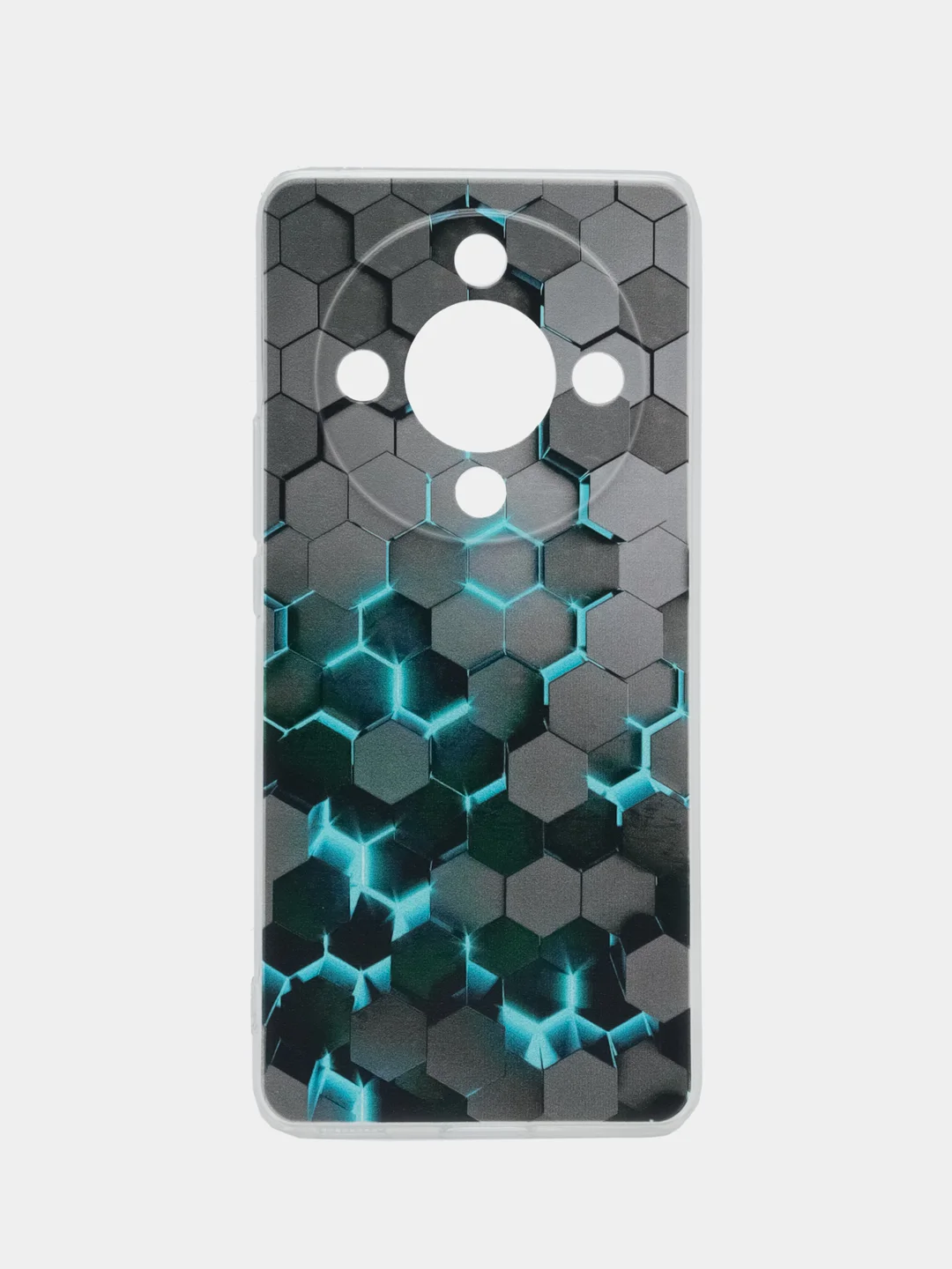 Бирюзовый силиконовый чехол на Honor X9B (Хонор X9B), прозрачный, с рисунком, защита камеры