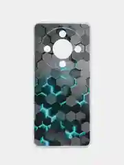 Бирюзовый силиконовый чехол на Honor X9B (Хонор X9B), прозрачный, с рисунком, защита камеры