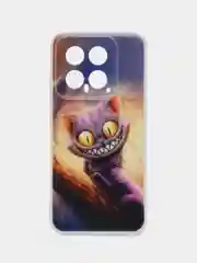 Индиго силиконовый чехол на Xiaomi 14 / Сяоми 14 прозрачный, с рисунком, защита камеры