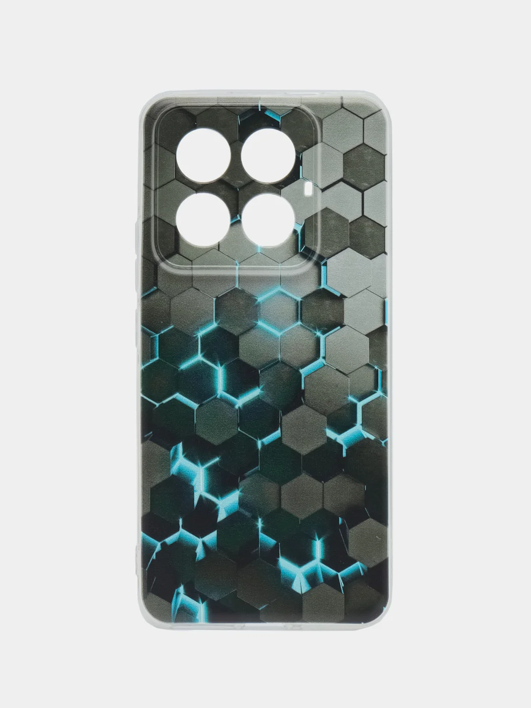 Бирюзовый силиконовый чехол на Xiaomi 14 Pro (Сяоми 14 Про), прозрачный, с рисунком, защита камеры