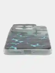Бирюзовый силиконовый чехол на Xiaomi 14 Pro (Сяоми 14 Про), прозрачный, с рисунком, защита камеры