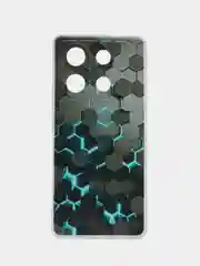 Бирюзовый силиконовый чехол на Infinix Zero 30 5G (Инфиникс Зеро 30 5G), с рисунком, защита камеры