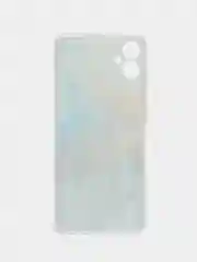 Голубой силиконовый чехол Samsung Galaxy A05 (Самсунг А05), прозрачный с рисунком, защита камеры