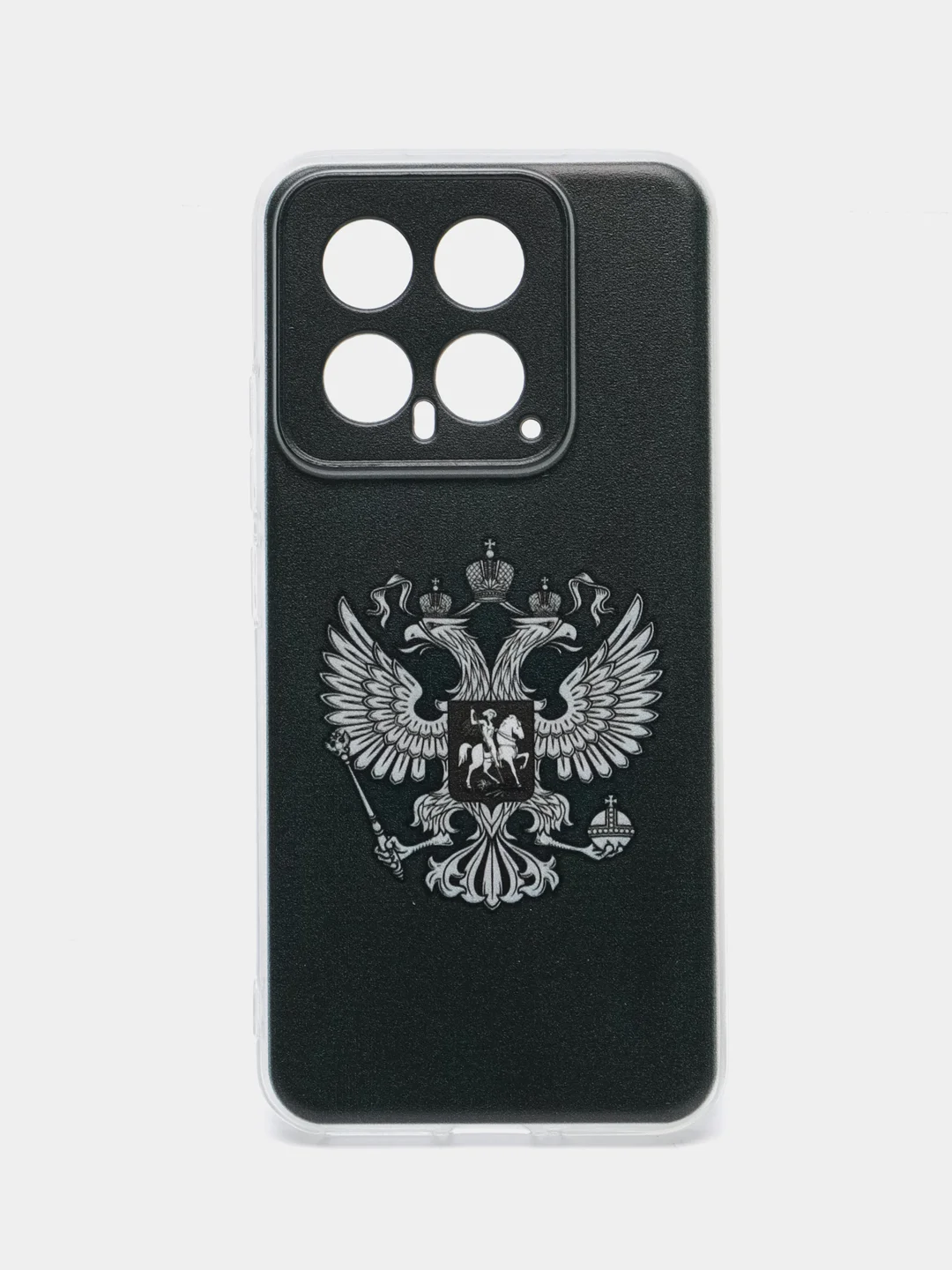 Приглушённый хаки силиконовый чехол на Xiaomi 14 / Сяоми 14 прозрачный, с рисунком, защита камеры