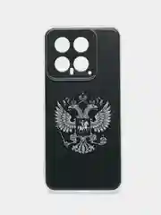 Приглушённый хаки силиконовый чехол на Xiaomi 14 / Сяоми 14 прозрачный, с рисунком, защита камеры