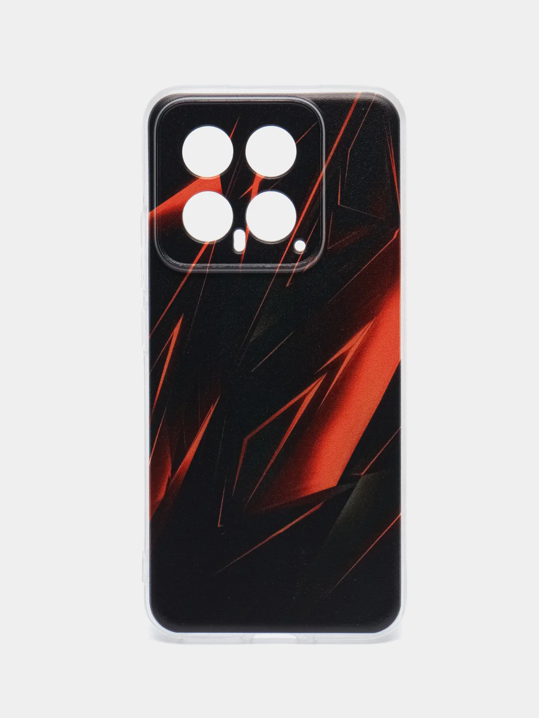 Красный силиконовый чехол на Xiaomi 14 / Сяоми 14 прозрачный, с рисунком, защита камеры