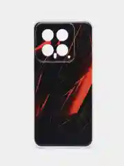 Красный силиконовый чехол на Xiaomi 14 / Сяоми 14 прозрачный, с рисунком, защита камеры
