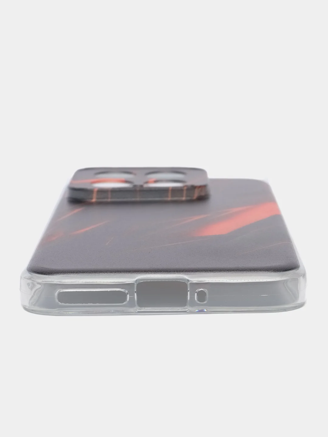 Красный силиконовый чехол на Xiaomi 14 / Сяоми 14 прозрачный, с рисунком, защита камеры