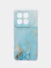 Светло-синий силиконовый чехол на Xiaomi 14 Pro (Сяоми 14 Про), прозрачный, с рисунком, защита камеры