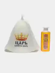 Синий подарочный набор : шапка  и шампунь