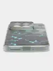 Бирюзовый силиконовый чехол на Xiaomi 14 / Сяоми 14 прозрачный, с рисунком, защита камеры
