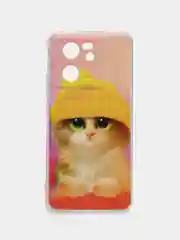 Желтый силиконовый чехол на Xiaomi 13T (Сяоми 13Т), с рисунком, защита камеры