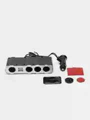Разветвитель прикуривателя, 4 гнезда, 2 USB, со шнуром