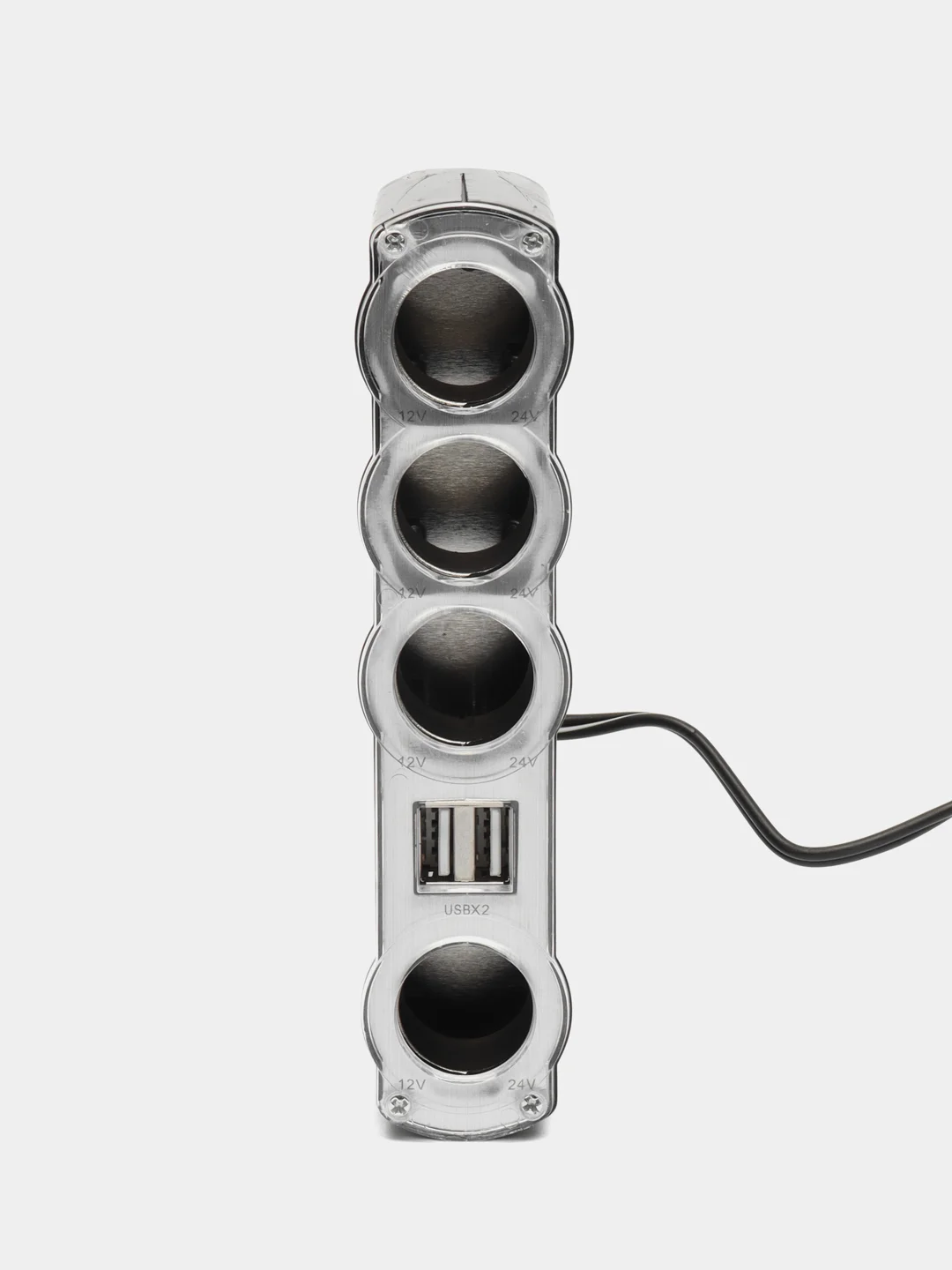 Разветвитель прикуривателя, 4 гнезда, 2 USB, со шнуром
