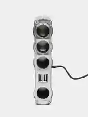 Разветвитель прикуривателя, 4 гнезда, 2 USB, со шнуром