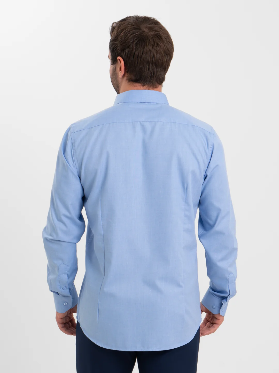 Небесно-голубой рубашка мужская с длинным рукавом, приталенная Slim Fit